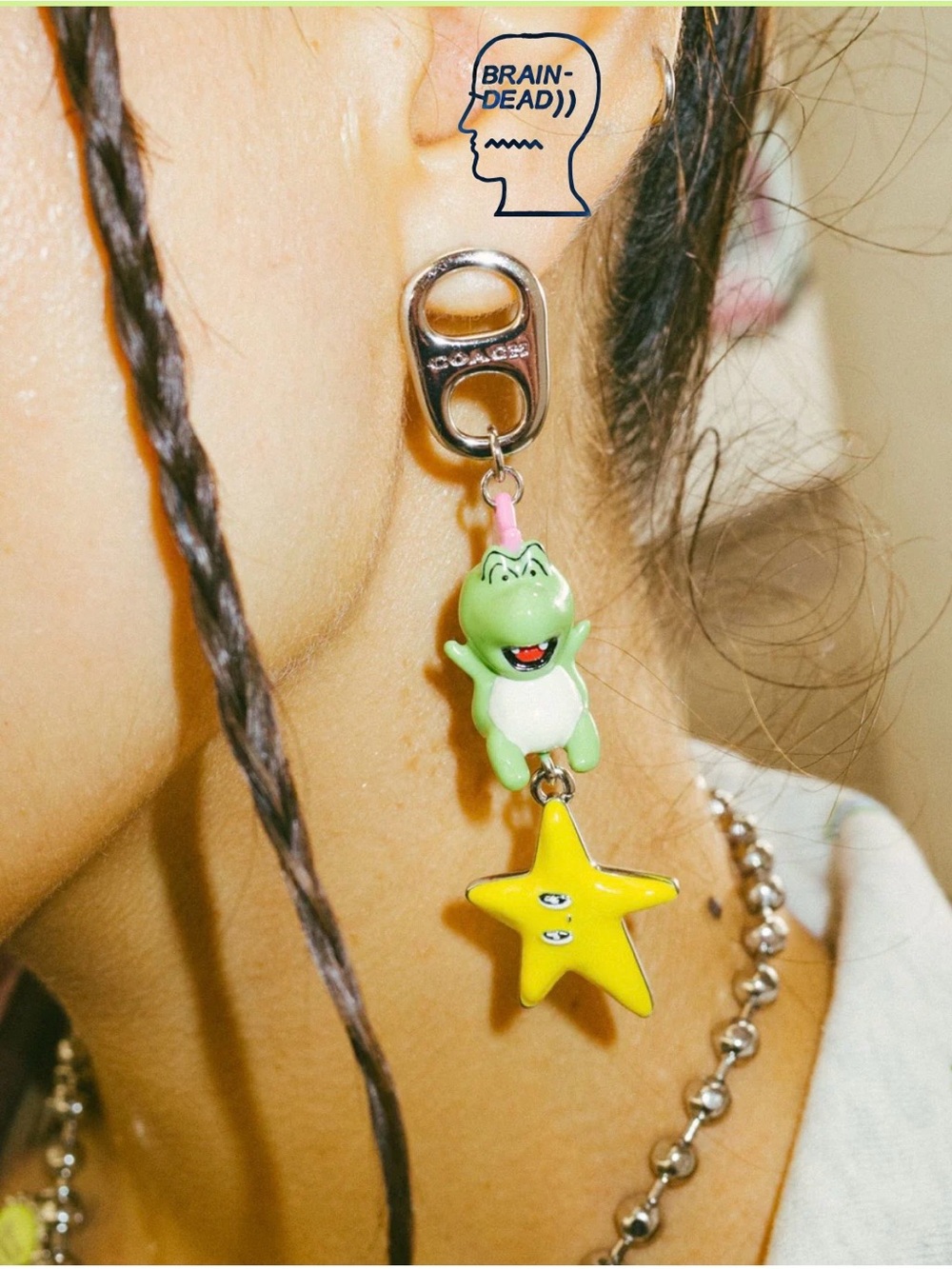New BRAIN DEAD X COACH DROP EARRINGS - SILVER MULTI bag charm clothing